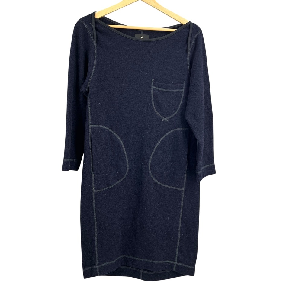 Snow Peak Dress Wool Blend Navy Elbow Patch Pockets Outdoor Lifestyle US Size S